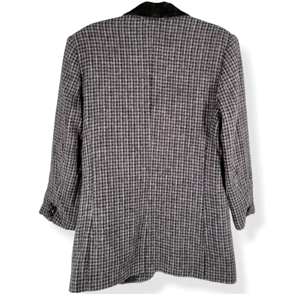 VINTAGE CASUAL CORNER Houndstooth Tweed Blazer Grey - Picture 14 of 17
